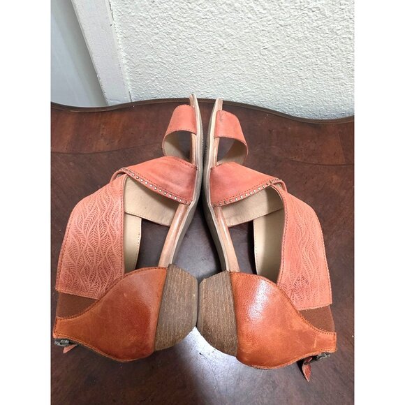 Miz Mooz Women's Orange Leather Sandals Back Zipper & Studded Details Size 42 US - Picture 7 of 15